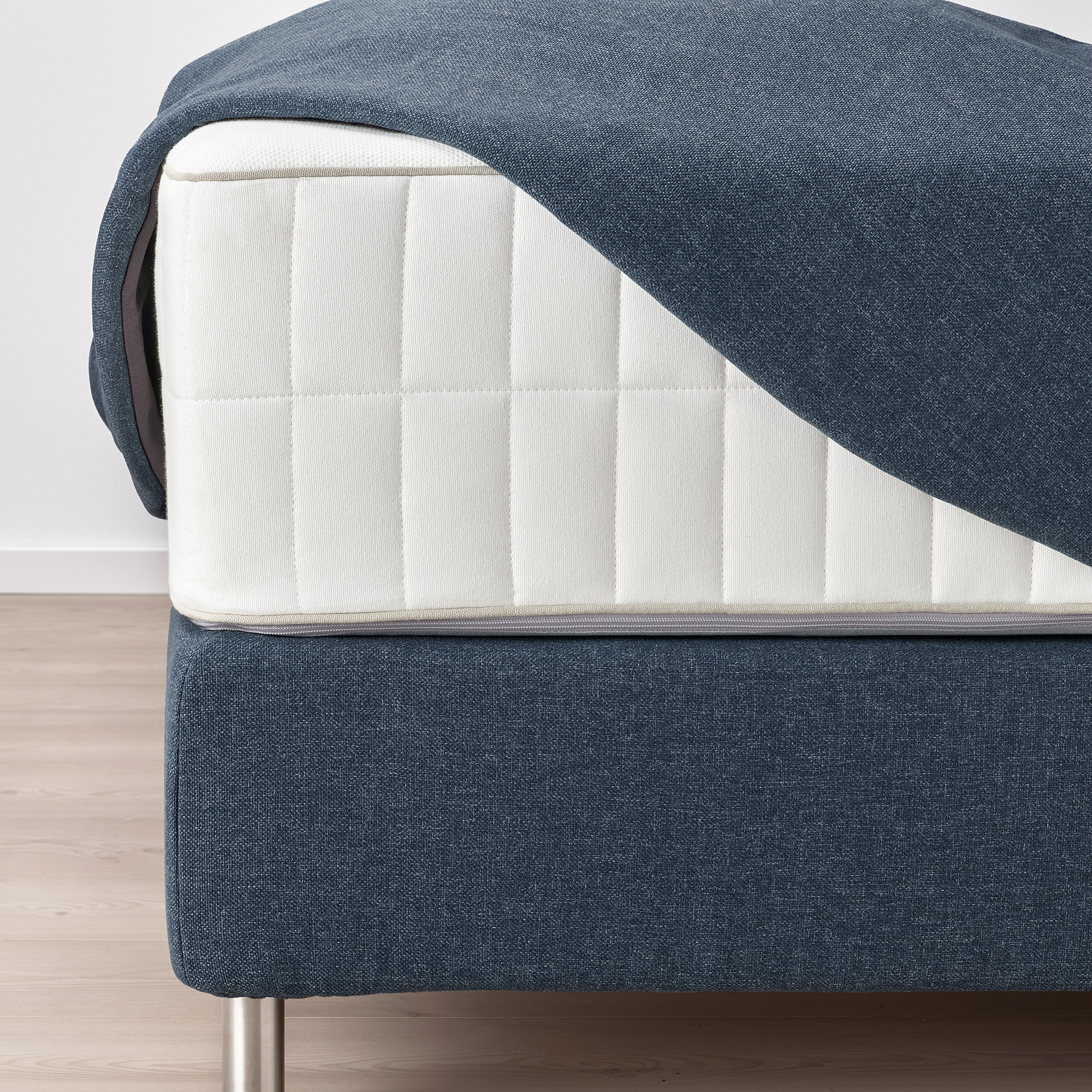 DUNVIK Divan bed Vatneström medium firm/Tistedal Gunnared blue IKEA