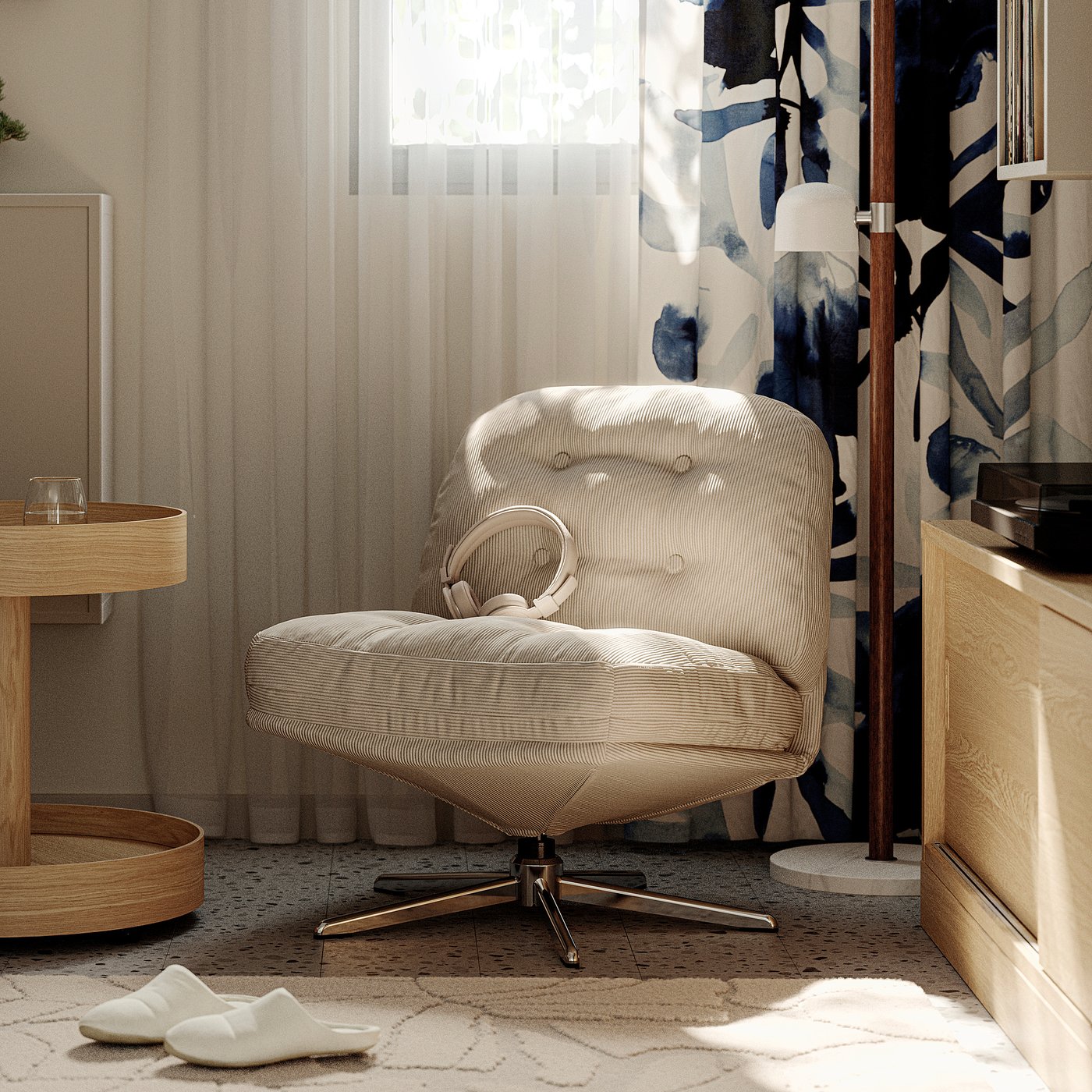 DYVLINGE swivel easy chair, Kelinge beige - IKEA
