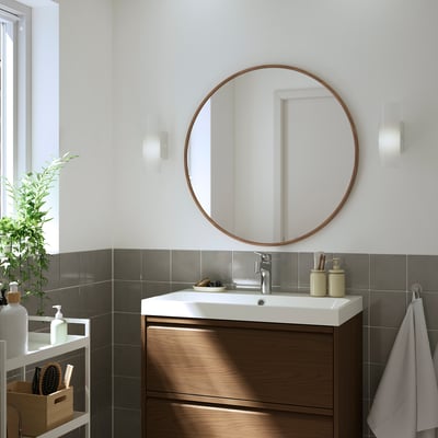 EDSGARN Mirror, walnut effect, 80 cm