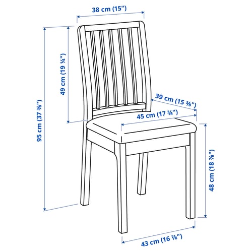 Illustration with measurements for the product: EKEDALEN.