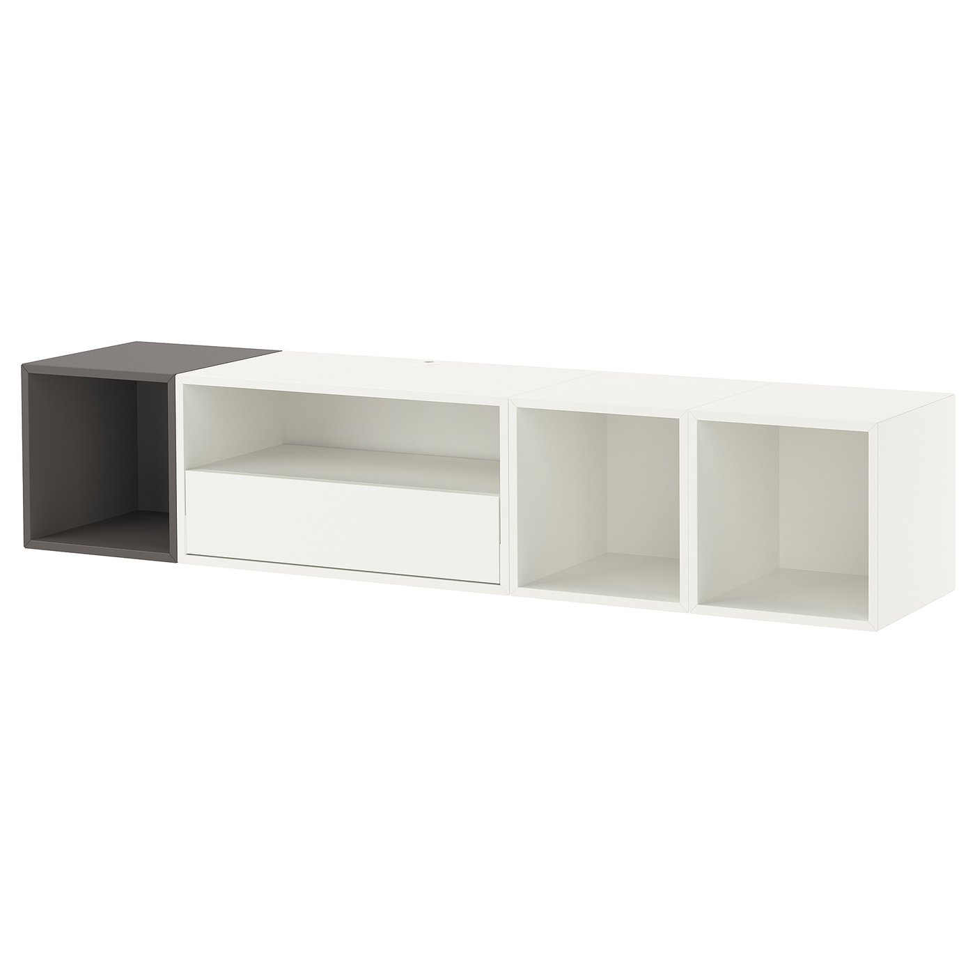 EKET media storage combination, white/dark grey, 175x35x35 cm - IKEA
