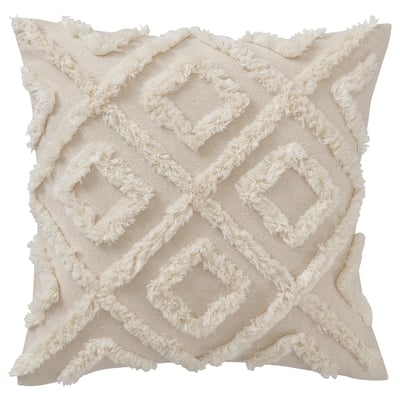 Geometric shaggy pillow, cream
