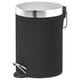 Option: EKOLN black pedal bin, sleek & curved design, stainless steel lid, smooth closing, durable materials, bathroom/kitchen suitable.