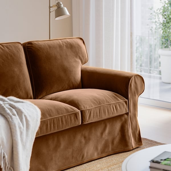 EKTORP 2-seat sofa, Alhamn dark yellow-brown
