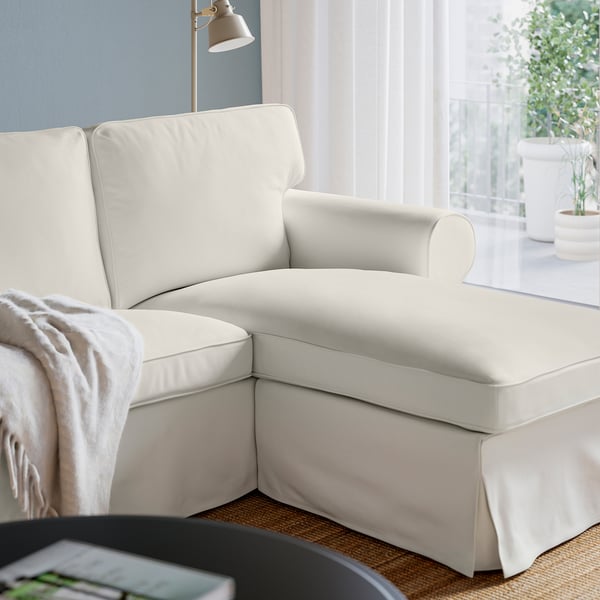 EKTORP 3-seat sofa with chaise longue, Blekinge white
