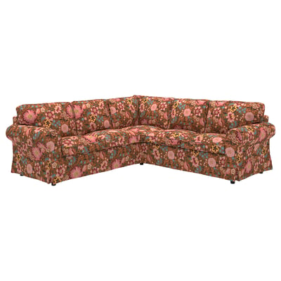 EKTORP Cover for corner sofa, 4-seat, Mångbyn brown/multicolour