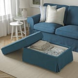EKTORP Footstool with storage, Tallmyra blue
