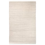 Handwoven ENERGIKÄLLA rug, neutral colors, cotton, rectangular, textured stripes.