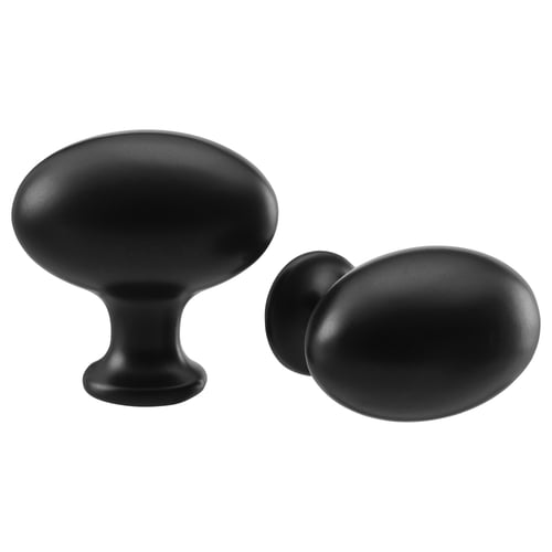 ENERYDA black knobs, traditional design, aluminium material, smooth oval shape, simple yet stylish handles.