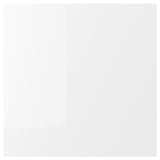 ENHET glossy white cabinet door, rectangular, with smooth plastic foil surface.