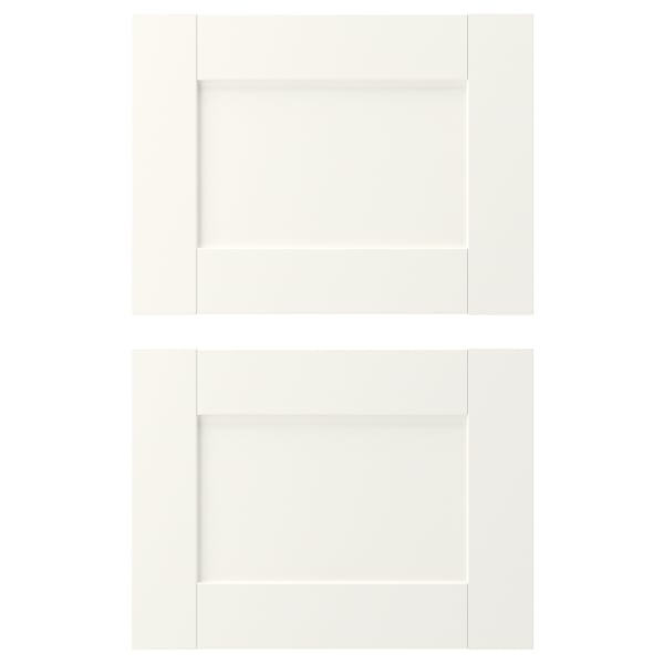 Two white ENHET drawer fronts, each with a wide frame, adding a modern touch.