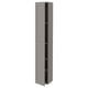 Grey ENHET cabinet with four shelves, ideal for small spaces. Sleek, rectangular design with particleboard and plastic foil.
