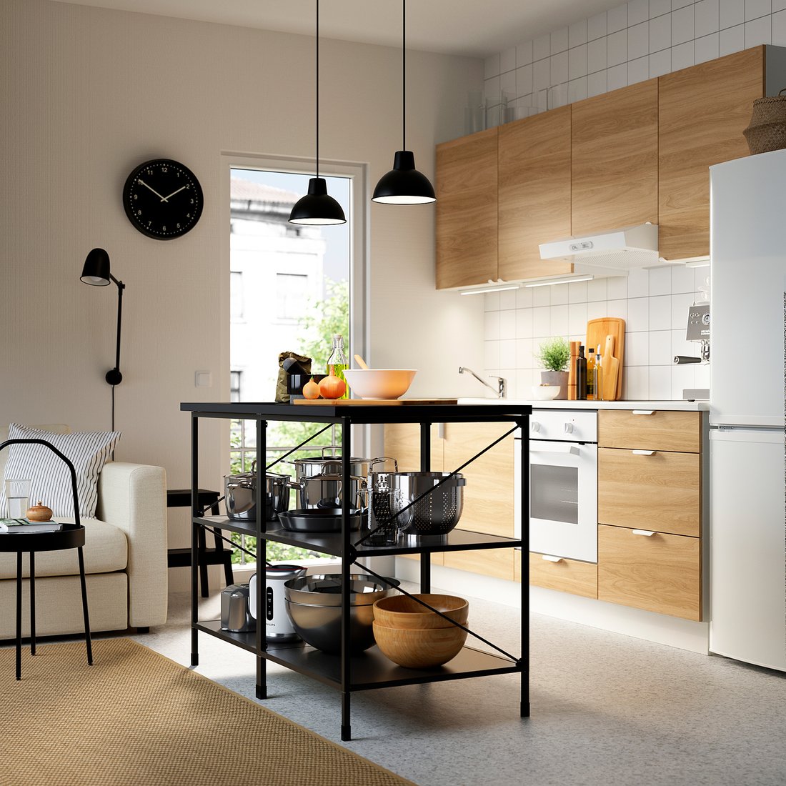 ENHET Kitchen island shelf unit, anthracite, 123x63.5x91 cm IKEA