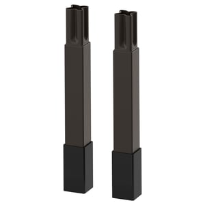 Pair of black ENHET kitchen legs, adjustable, sleek design.