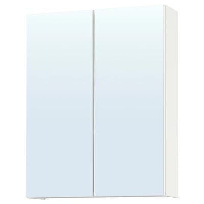 ENHET Mirror cabinet with doors, white, 60x17x75 cm