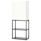 ENHET white cabinet with black metal frame and glass shelves.