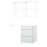 White ENHET furniture set with shelves and drawers.