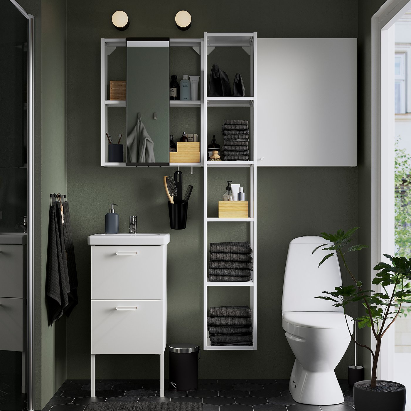 ENHET / TVÄLLEN Bathroom furniture, set 