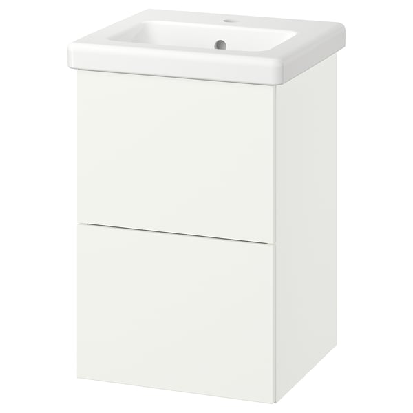 ENHET / TVÄLLEN Wash-stnd w drawers/wash-basin, white, 44x43x65 cm