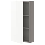 White ENHET wall cabinet with gray interior, two shelves, glossy finish.