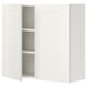 White ENHET wall cabinet with 2 shelves, framed doors, particle board & plastic foil, rectangular shape, simple design.