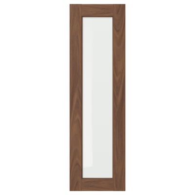 ENKÖPING mirrored cabinet, brown walnut, glass center. Classic, practical kitchen storage.