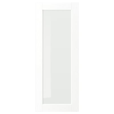 White ENKÖPING cabinet door with glass center, sleek modern design.