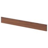 Brown wooden-like plinth, rectangular, made from polypropylene plastic and plastic foil, designed for kitchen cabinet base.