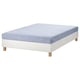 ESPEVÄR/VADSÖ bed in blue, featuring bonnell springs for comfort and stability, light wood legs, and a white base.