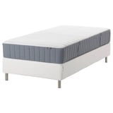 IKEA ESPEVÄR/VALEVÅG bed: white twin mattress, rolled, pocket springs, cotton-poli cover.
