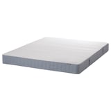 Gray mattress with quilted top and bonnell springs, rectangular, firm support.