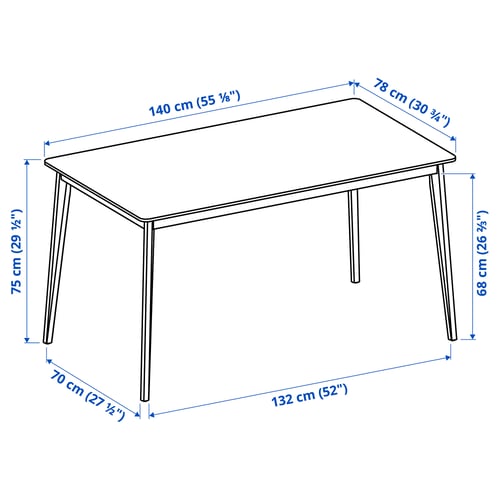 FANBYN Table, white, 140x78x75 cm IKEA