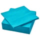 Stack of bright blue rectangular FANTASTISK napkins, neatly folded, with texture visible on a white background.