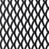 Black metal mesh pattern with a rustic, textured appearance. The setup includes interlocking diamond shapes, providing a robust and industrial feel.