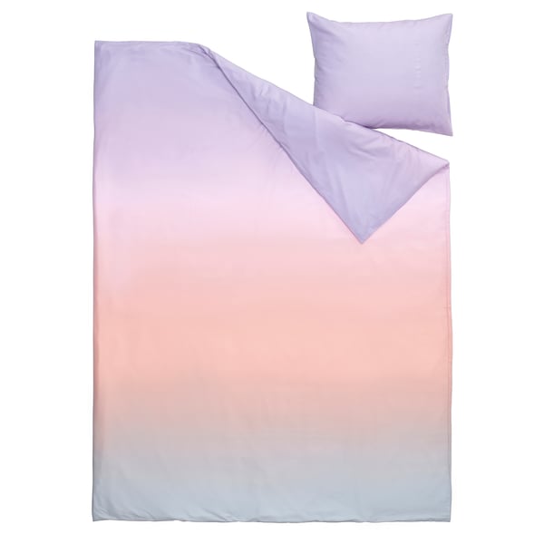 Ombre purple/pink bedding set, recycled polyester/viscose, duvet & pillowcase.