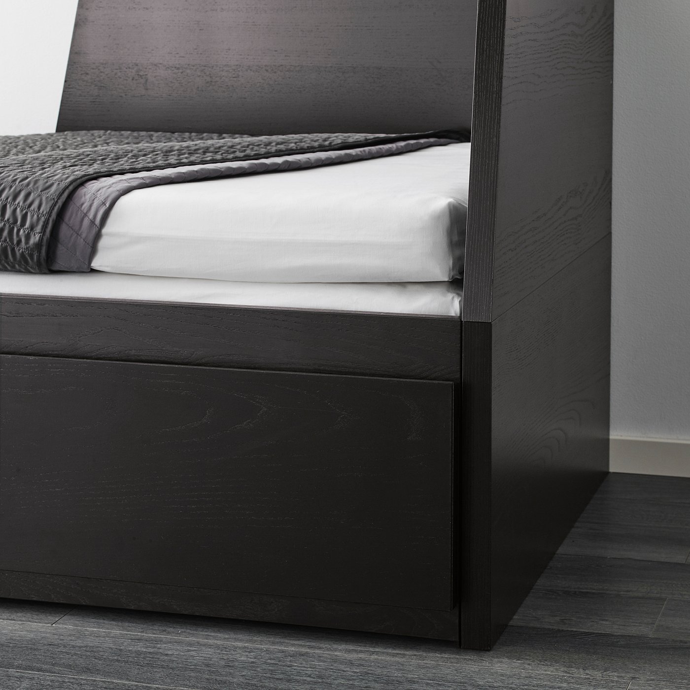 Day-bed frame with 2 drawers, FLEKKE, black-brown, 80x200 cm