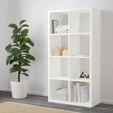 FLYSTA shelf with books, decor, and plant.