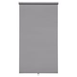 Gray roller blind, FÖNSTERBLAD, with circular pattern, blocks light, cordless for safety.