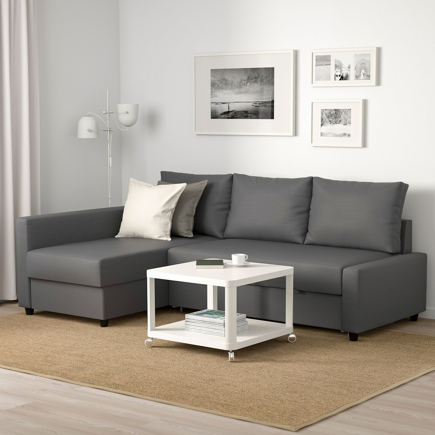Friheten Corner Sofa Bed With Storage Skiftebo Dark Grey Ikea