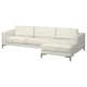 FULLERÖ white leather l-shaped sofa, sleek design with clean lines, plush cushions, dark metal legs.