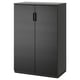 GALANT dark grey office cabinet with two doors, featuring sleek handles and adjustable shelves.