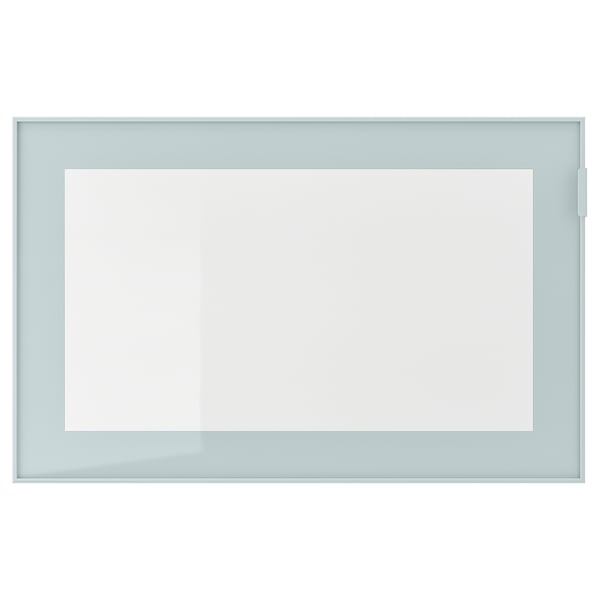 Sleek GLASSVIK light blue frame. Square shape, modern design with clear glass center.