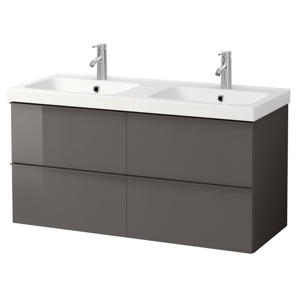 Godmorgon Odensvik Wash Stand With 4 Drawers High Gloss Grey