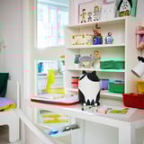 GREJSIMOJS Storage with lid, cat-shaped black/white