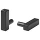 Two black GRIBBOL door knobs, modern design, smooth aluminum finish.