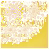 Floating-like white lamp on yellow background spreads light patterns.