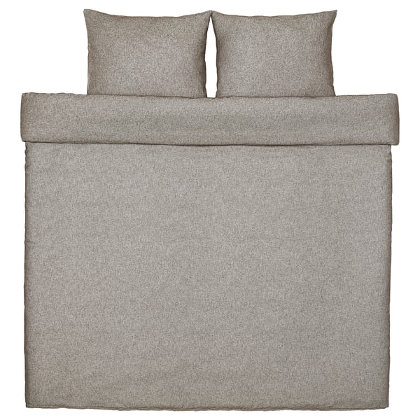 Grey GROVSNÄRJA duvet set: soft, warm, brushed cotton flannel bedding.