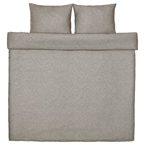 Grey GROVSNÄRJA duvet set: soft, warm, brushed cotton flannel bedding.