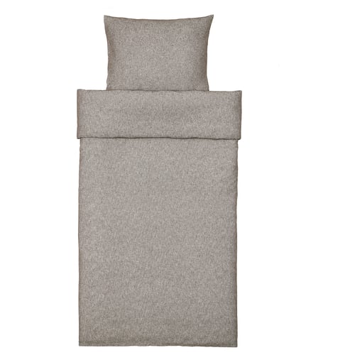 Grey GROVSNÄRJA duvet set, soft cotton flannel, includes duvet cover & pillowcase, perfect for cold nights.