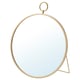 Option: A gold-colored GRYTÅS mirror. It has a round shape with a minimalist design. The mirror can be hung or stood.